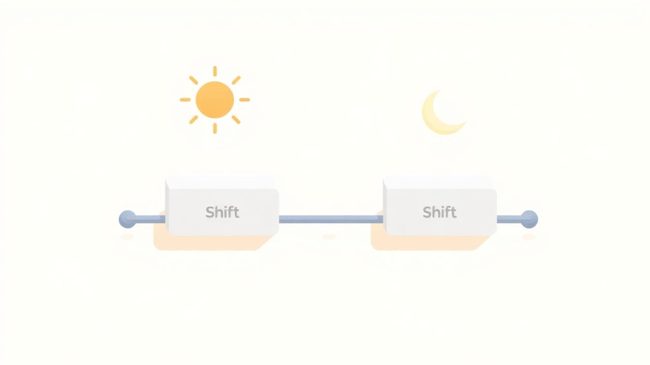 Illustration of a split shift with morning and evening blocks