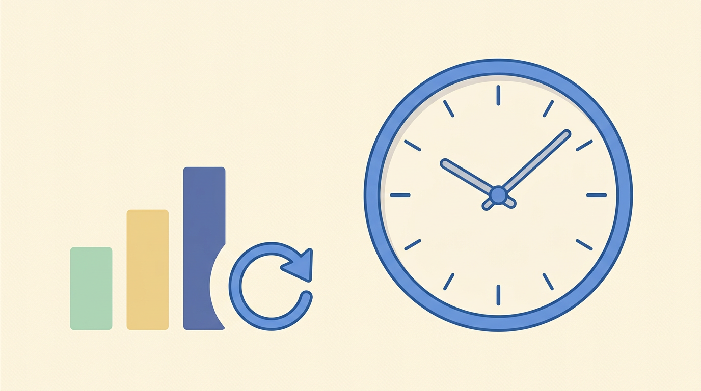 Illustration of a clock and bar chart representing the 48-hour weekly working time cap