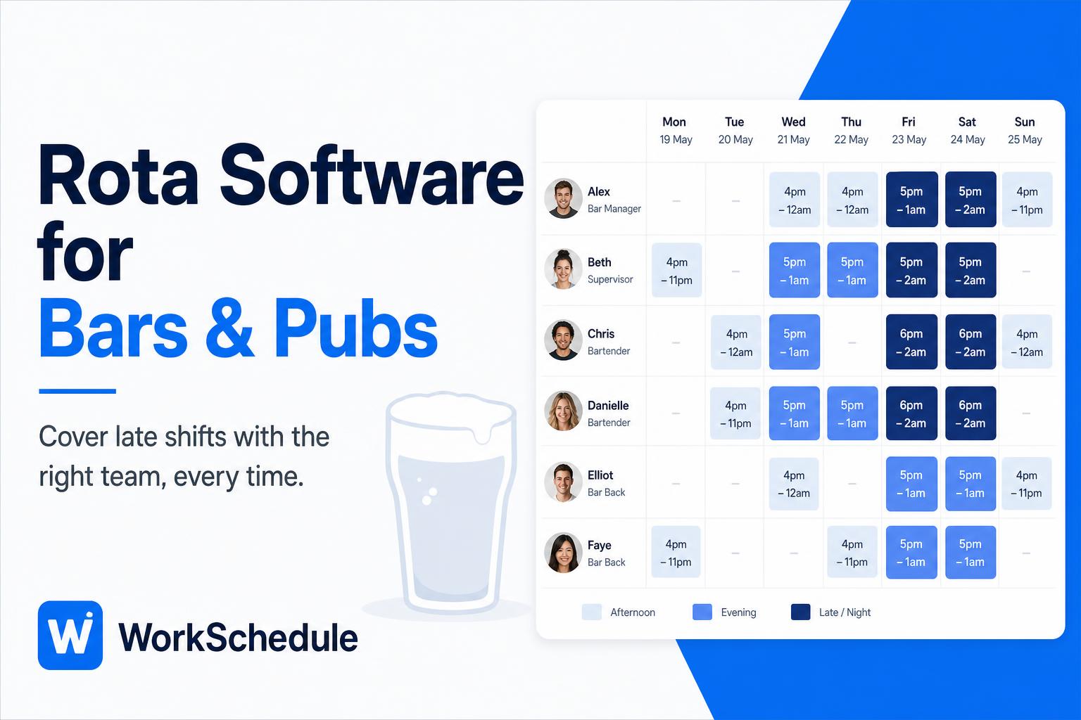Pub Rota Software for UK Bars — Late-Night Shifts | WorkSchedule